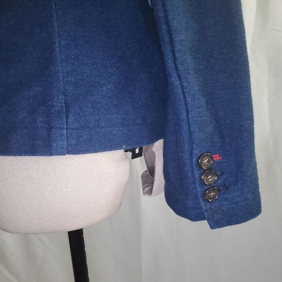 NEW Talbots Women's Blazer Medium Blue Dark Wash Denim Stretch Cotton 2-Button - Picture 7 of 9